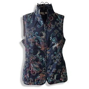 Talbots Paisley Lightweight Quilted Zipper Vest